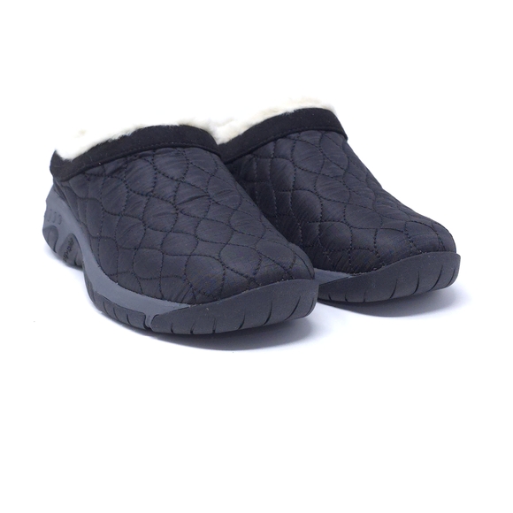 Easy Spirit Wimmy Black Shearling Quilted Clogs 7.5M Cozy Winter Mules - Picture 2 of 9
